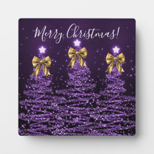 Plaque Photo Arbres de Noël violets de vacances élégants Rubans