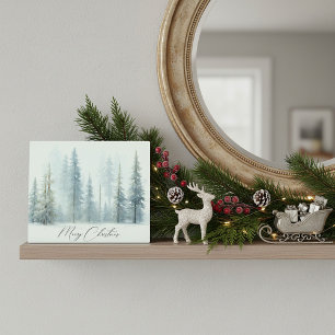 Plaque Photo Arbres enneigés à l'aquarelle Noël personnalisé