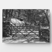 PLAQUE PHOTO ARBRES NOIRS ET BLANCS ET PORTE (Devant)