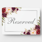 Plaque Photo Argent Floral Bourgogne Réservé 5x7 Tableau (Devant)