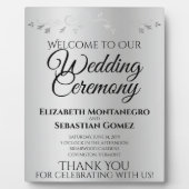 Plaque Photo Argent Gradient & Flourish Mariage élégant Bienven (Devant)