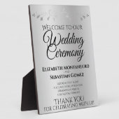 Plaque Photo Argent Gradient & Flourish Mariage élégant Bienven (Côté)