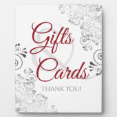 Plaque Photo Argent Rouge & Blanc Élégant Mariage Cadeaux & Car (Devant)