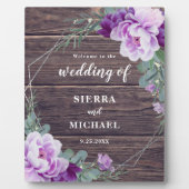 Plaque Photo Argent rustique & Purple Floral Eucalyptus Mariage (Devant)