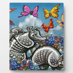 Plaque Photo Armadillos Bluebonnets Papillons Fleurs sauvages