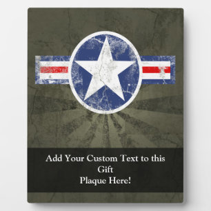 Plaque Photo Armée de l'Air Corps Star Vintage Patriotique