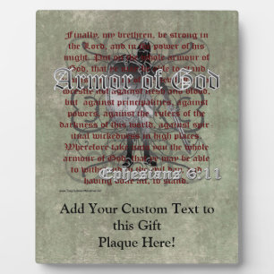 Plaque Photo Armure de Dieu, Éphésiens 6:10-18, Soldat chrétien