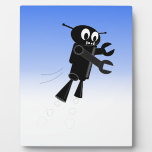 Plaque Photo Arrière - plan Black Flying Robot Blue Sky