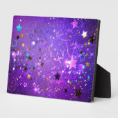 Plaque Photo Arrière - plan de feuille violet avec étoiles (Côté)