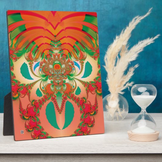 Plaque Photo Art abstrait fractal de hibou rouge (Côté)