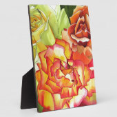 Plaque Photo Art aquarelle de roses orange et jaune (Côté)