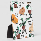 Plaque Photo Art de trait dessin chats et fleurs (Côté)