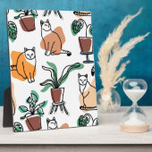 Plaque Photo Art de trait dessin chats et fleurs (Côté)