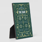 Plaque Photo Art Déco Mariage Gold Green Open Bar Menu (Côté)
