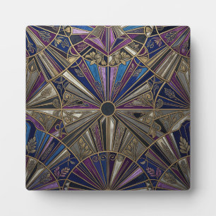 Plaque Photo Art Déco Soleil Éclaté Violet Or