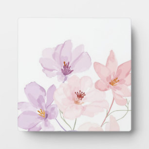 Plaque Photo Art floral aquarelle doux – Rose pastel et lilas