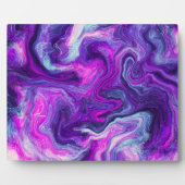 Plaque Photo Art fluide en marbre rose, bleu, violet (Devant)
