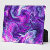 Plaque Photo Art fluide en marbre rose, bleu, violet (Côté)