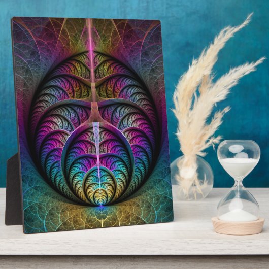 Plaque Photo Art Fractal Abstrait coloré à motifs Trippy (Côté)