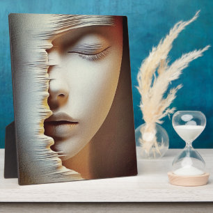 Plaque Photo Art mural du visage féminin abstrait – Texturé mod