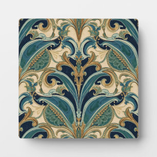 Plaque Photo Art Nouveau Déco Majolique Floral Artisanat Vintag