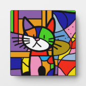 Plaque Photo Art Pop Design de chat Vibrant et Coulourd (Devant)
