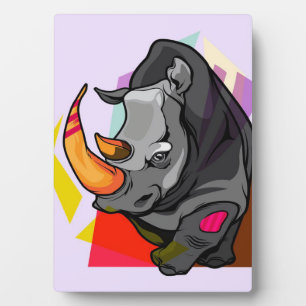 Plaque Photo Art Rhino coloré   Cadeau aux amateurs de Rhino