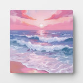 Plaque Photo Art rose Beach Ocean Shore Peinture (Devant)