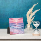 Plaque Photo Art rose Beach Ocean Shore Peinture (Insitu)