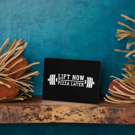 Plaque Photo Ascenseur Maintenant, Pizza Plus Tard, Barbell - F (Côté)