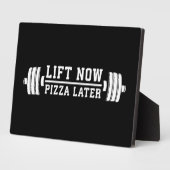 Plaque Photo Ascenseur Maintenant, Pizza Plus Tard, Barbell - F (Côté)