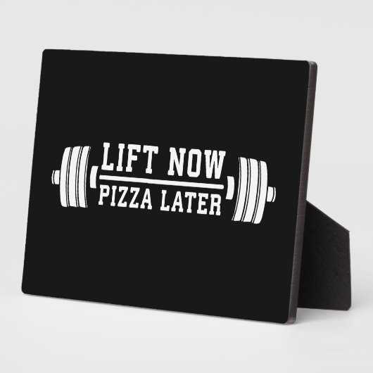 Plaque Photo Ascenseur Maintenant, Pizza Plus Tard, Barbell - F (Côté)