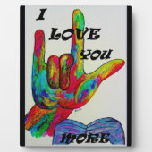 Plaque Photo ASL American Sign Language JE VOUS AIME PLUS (Devant)