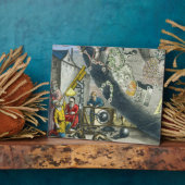 Plaque Photo Astronomers looking through a telescope, détail fr (Côté)