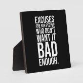 Plaque Photo Aucun Excuses - Gym, Hustle, Succès, Pl Motivation (Recto)