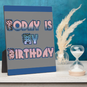 Plaque Photo Aujourd'hui est mon anniversaire Baby Pink Art Pri