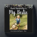 Plaque Photo Aunt Bestie Glitter Desk Photo<br><div class="desc">Fun faux glitter photo desk plaque. All text is customizable and photo can easily be changed. My Aunt is my Bestie with niece or nephew name option at the bottom of the plaque. A unique gift for that special person in your life.</div>