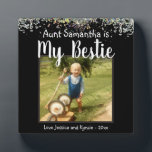 Plaque Photo Aunt Bestie Glitter Desk Photo<br><div class="desc">Fun faux glitter photo desk plaque. All text is customizable and photo can easily be changed. My Aunt is my Bestie with niece or nephew name option at the bottom of the plaque. A unique gift for that special person in your life.</div>
