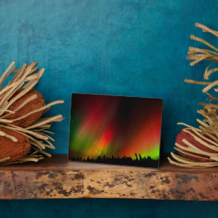 Plaque Photo Aurora Borealis and trees