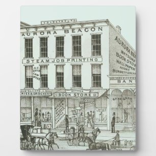 Plaque Photo Aurora Illinois Aurora Beacon News 1871 Stone Lith
