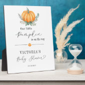 Plaque Photo Automne Citrouille Baby shower de verdure Bienvenu (Côté)