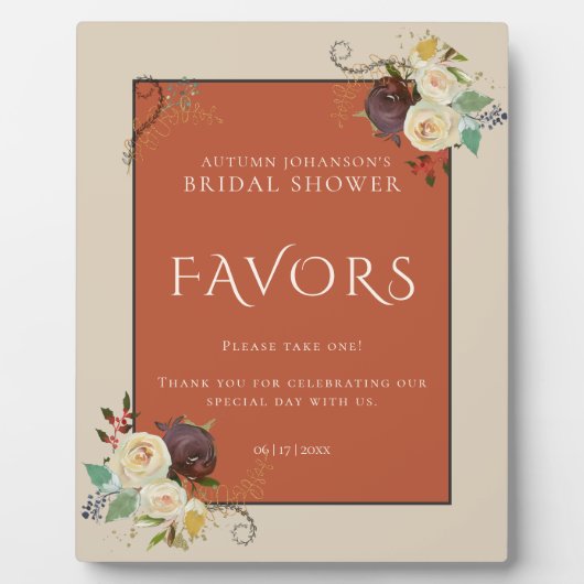 Plaque Photo Automne Rose Fête des mariées Faveurs (Devant)
