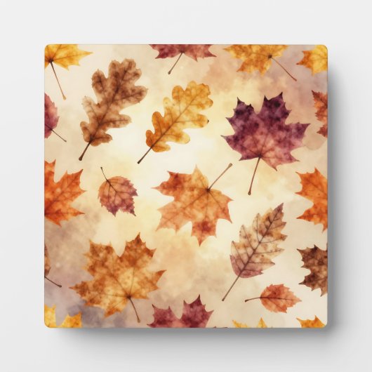Plaque Photo Autumn Leaves Watercolor Fall Pattern (Devant)