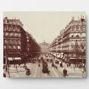 Plaque Photo Avenue de l'Opéra, Paris (photo sépia)