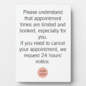 Plaque Photo Avis d'annulation pour salon ou spa (Devant)