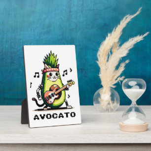Plaque Photo Avocato - Drôle Pixel Art Avocado Cat jouer basse