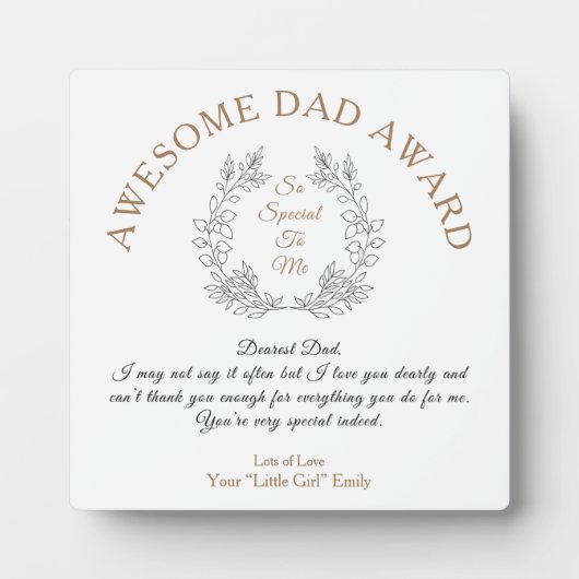 Plaque Photo Awesome Papa Award Typographie Votre Message Cadea (Devant)
