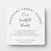 Plaque Photo Awesome Parent Award Merci mariage blanc (Devant)