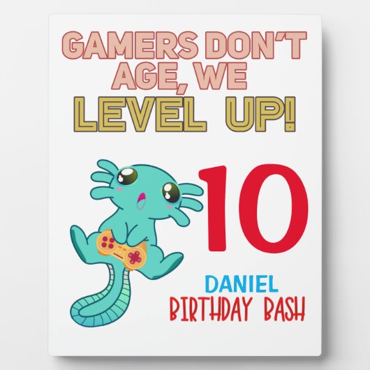Plaque Photo Axolotl Gamer Anniversaire Jeu vidéo garçon  (Devant)