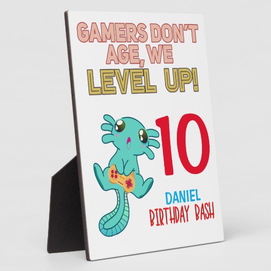 Plaque Photo Axolotl Gamer Anniversaire Jeu vidéo garçon  (Côté)